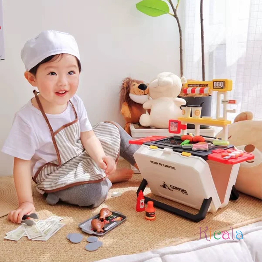 Food Storage Not Plastic - Kids BBQ Grill Playset Portable Camping