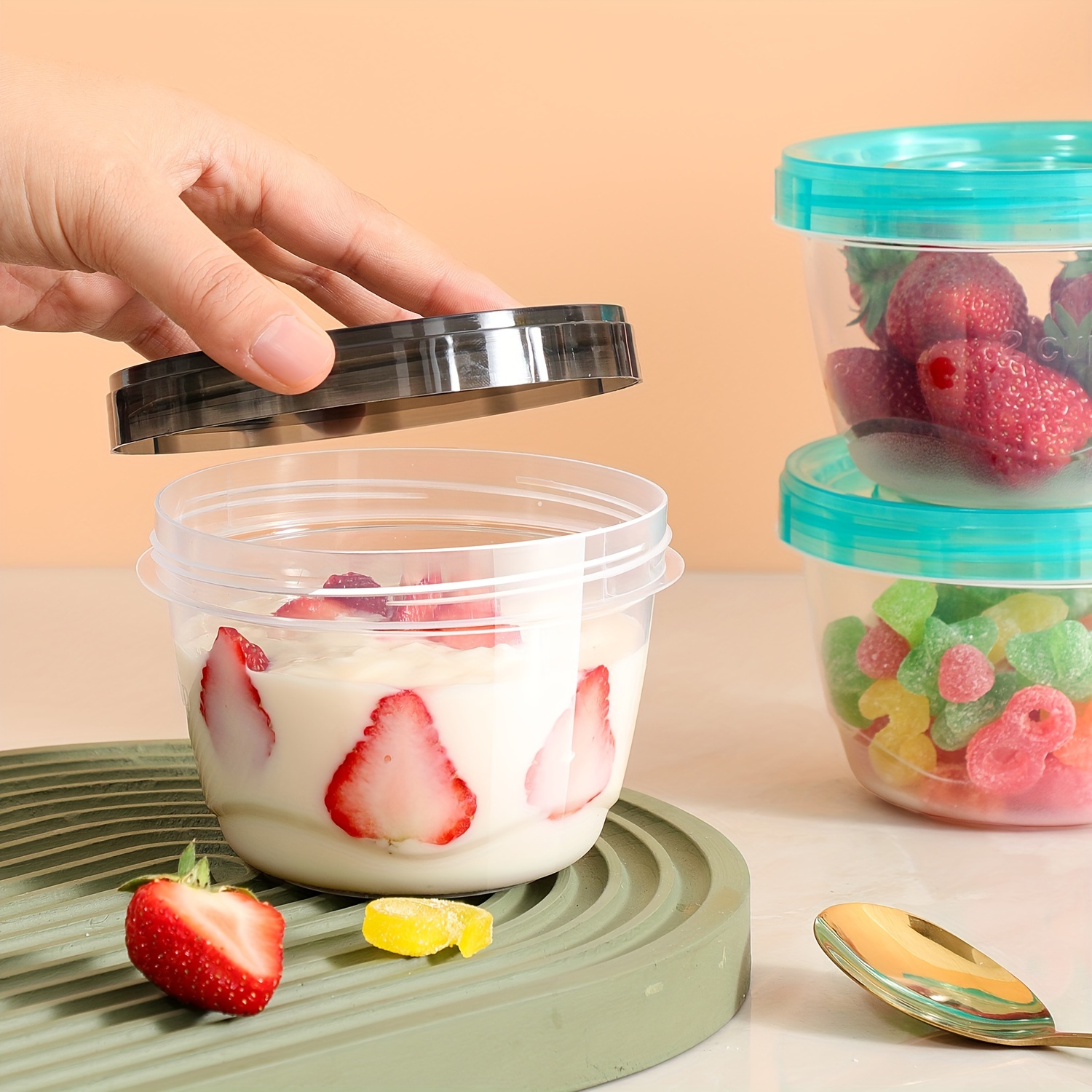 Food Storage Drawer Organizer - 2 Transparent Sealed Food Storage Containers