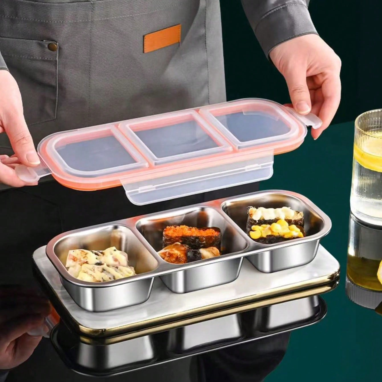 Food Storage Drawer Organizer - Stainless Steel Light Food Mini Compartment