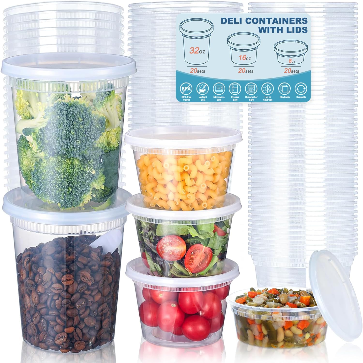 Food Storage Order - 24pcs Deli Food Storage Containers with