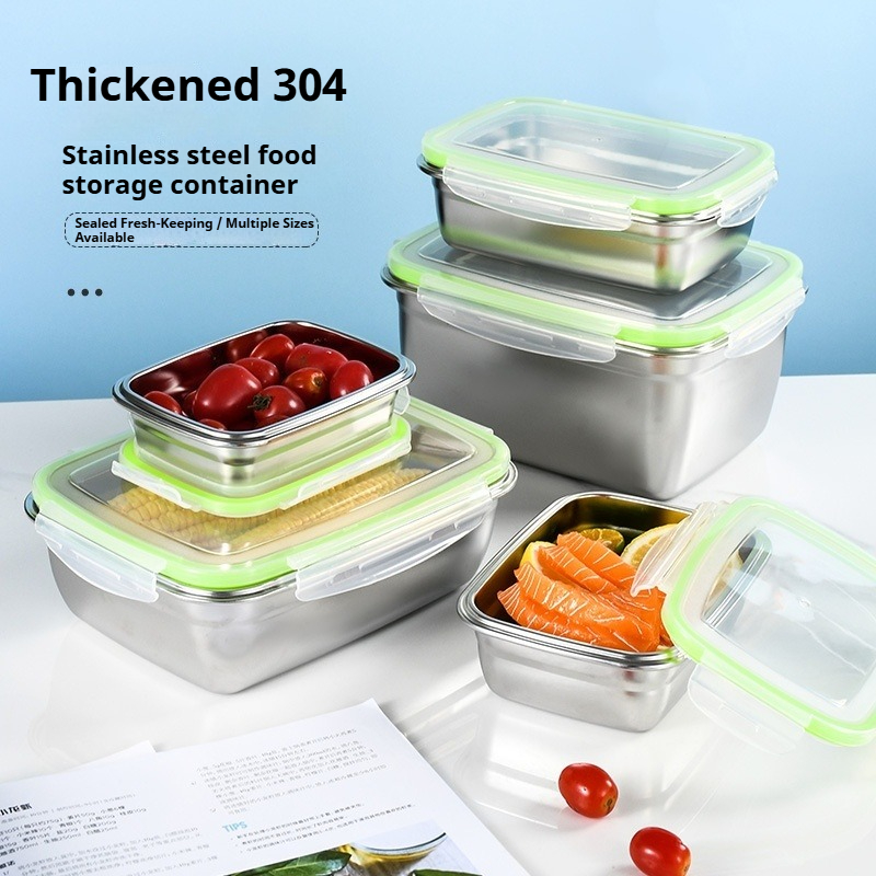 Food Storage Drawer Organizer - 304 Stainless Steel Lunch Box Set
