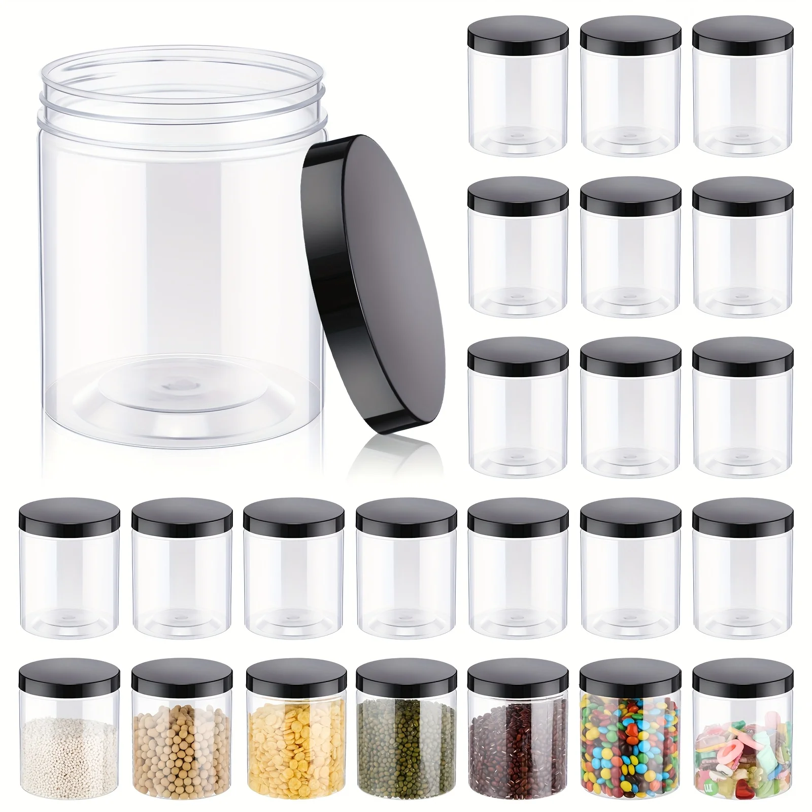 Mason Jar Wide Mouth - DDHOME 24pcs 16 Oz Clear Plastic