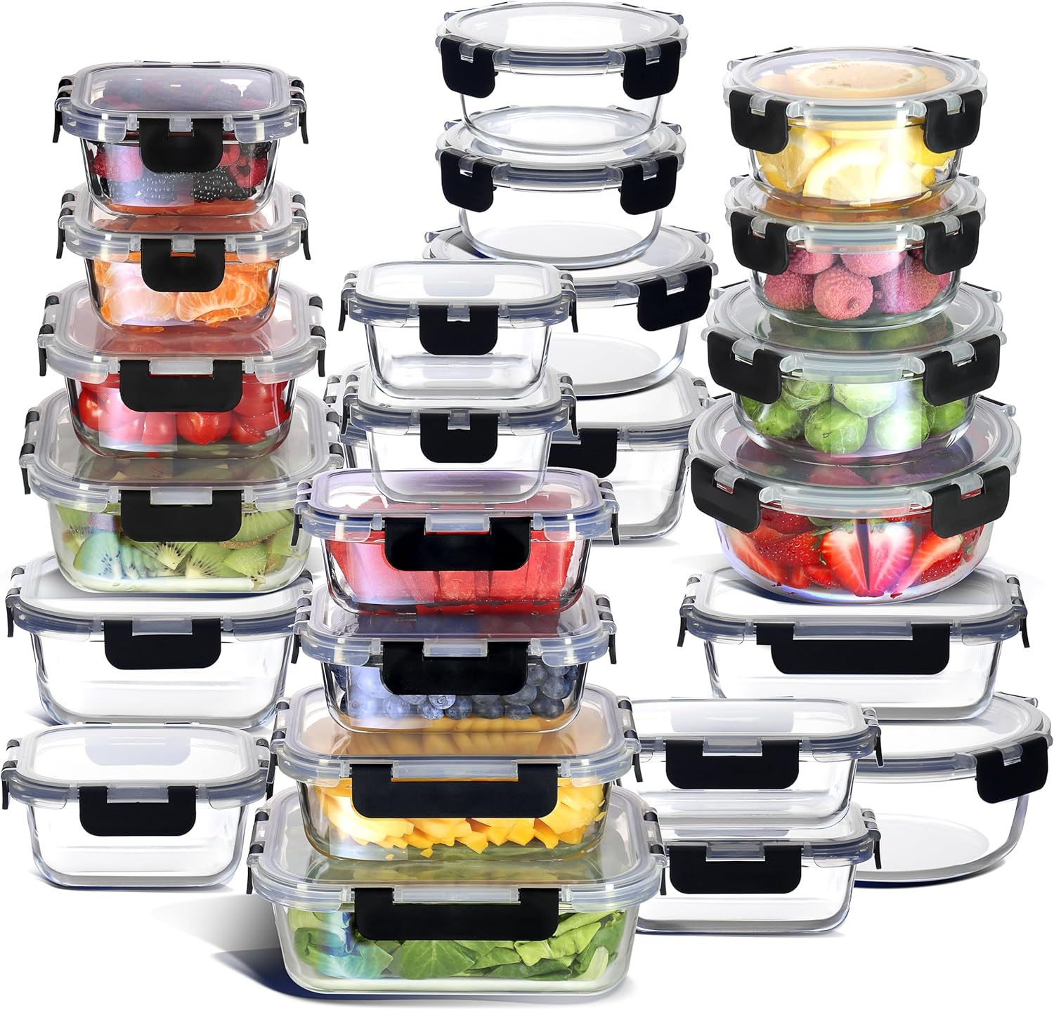 Food Storage Airtight - 48-Piece Glass Food Storage Containers with