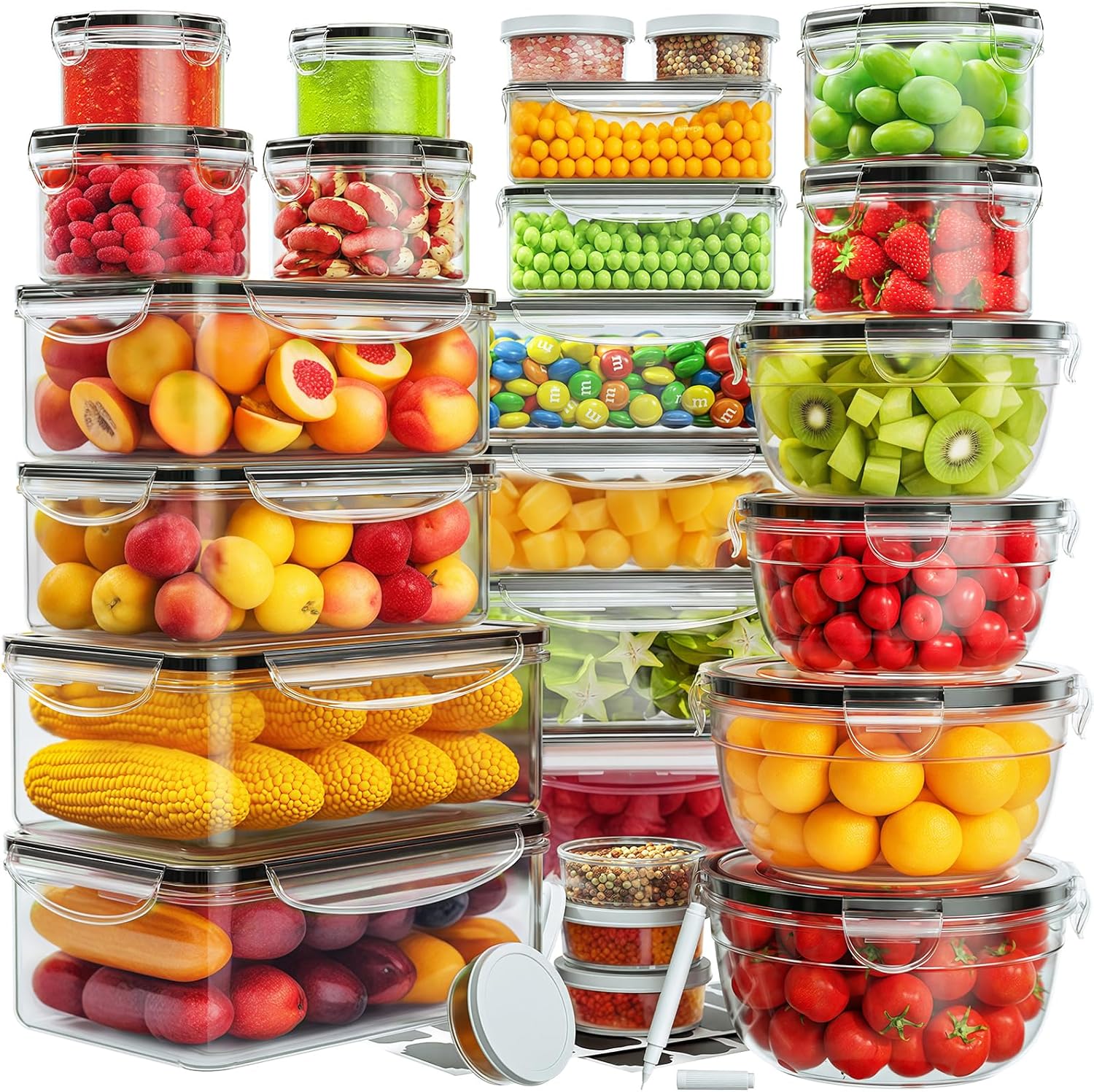 Food Storage Plastic - 52 PCS Food Storage Containers with