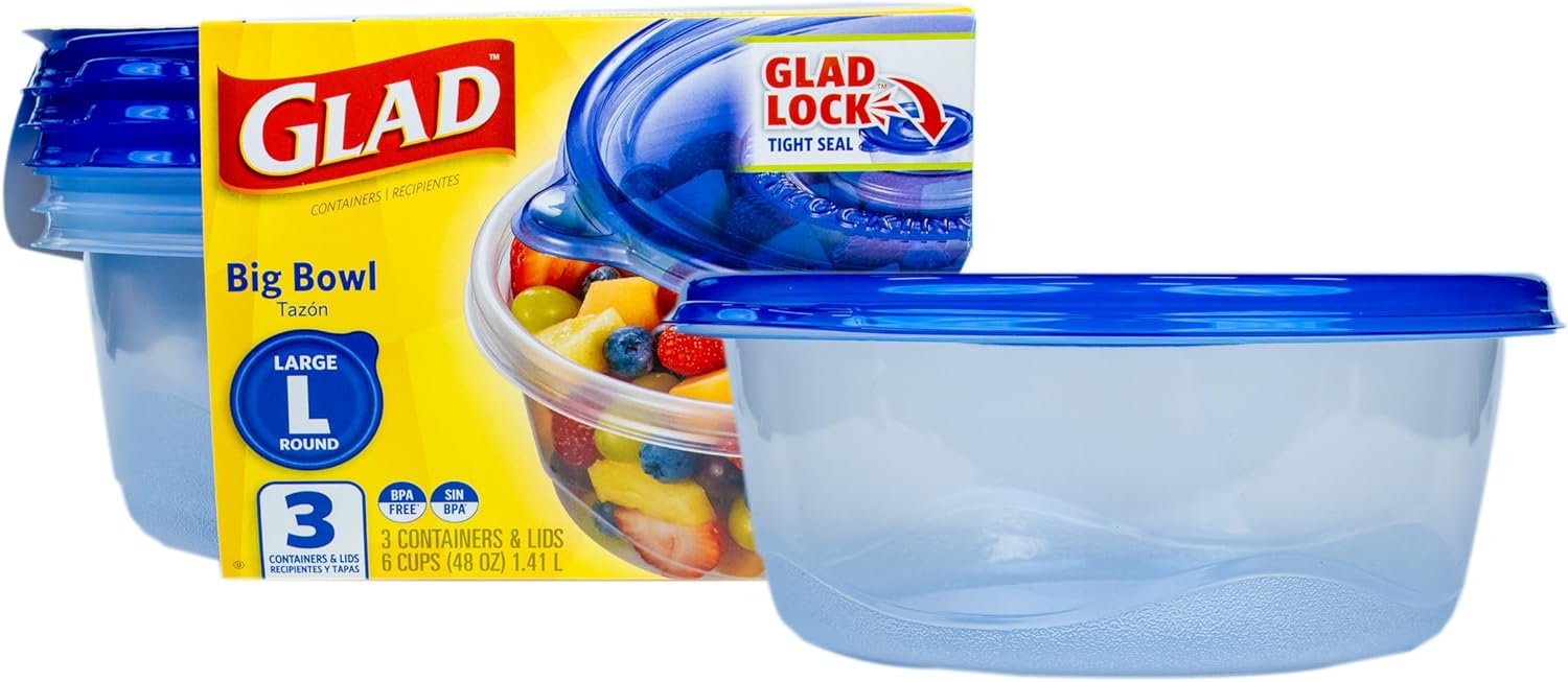 Food Storage Prep Containers - 48 oz Round Food Storage Containers