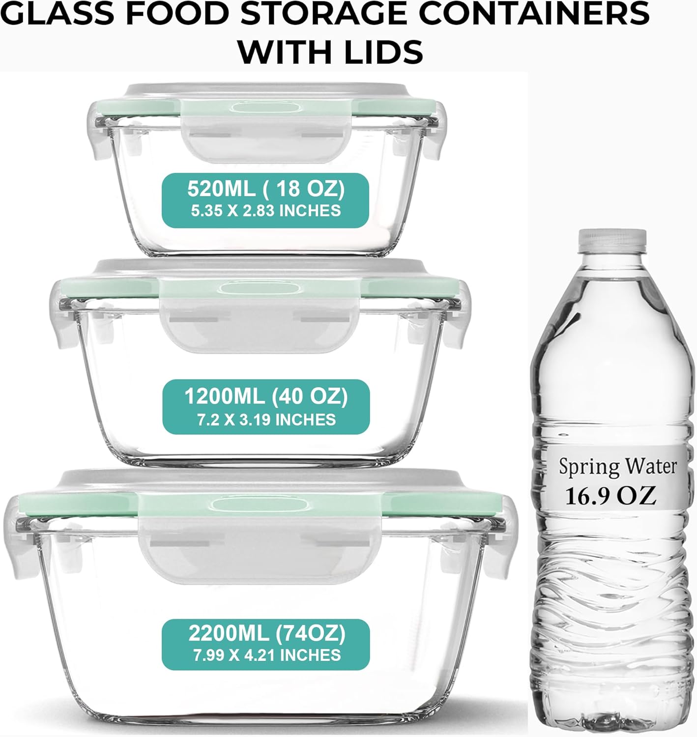 6 PC Square Glass Food Storage - Food Storage Prep Containers recensione e prezzo