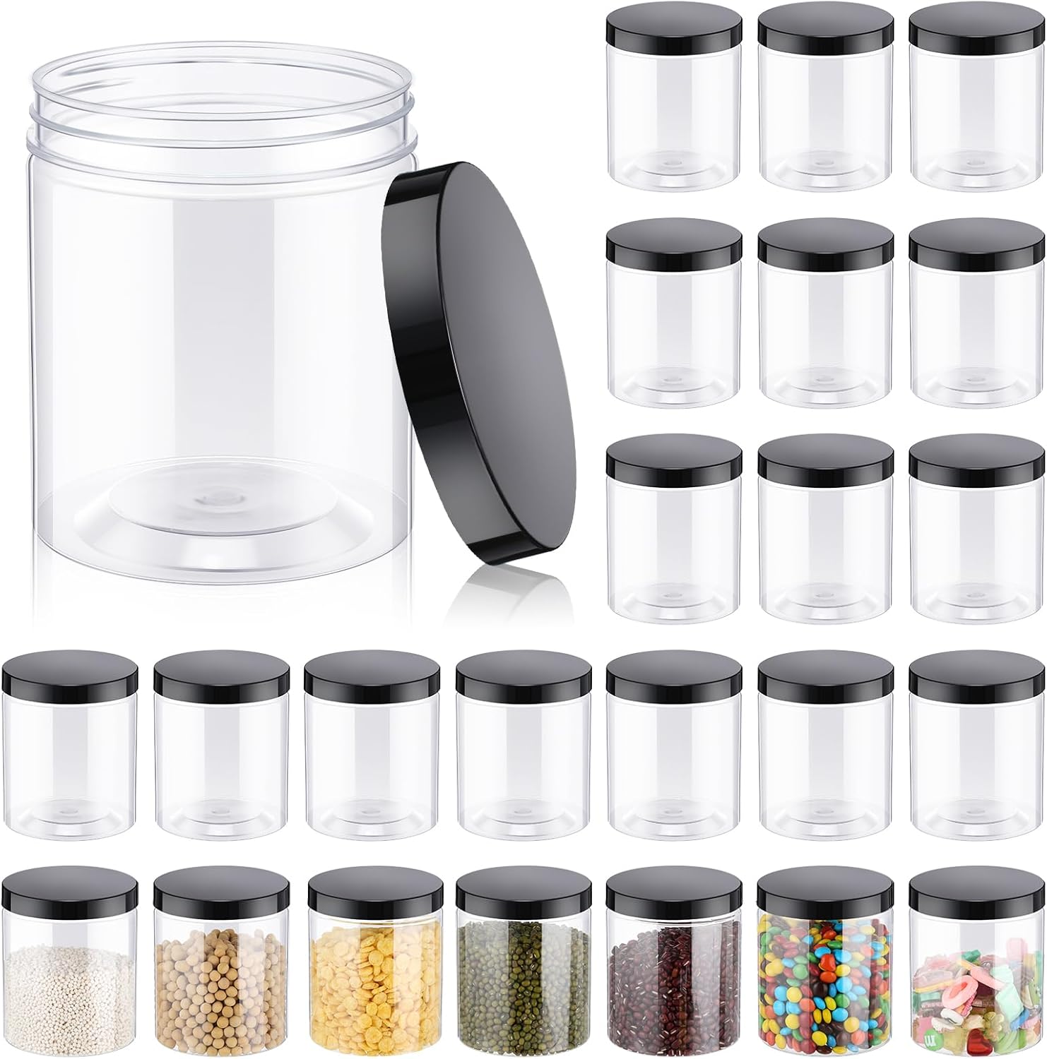 24 Pcs 16oz Plastic Jars with  - Food Storage Plastic recensione e prezzo