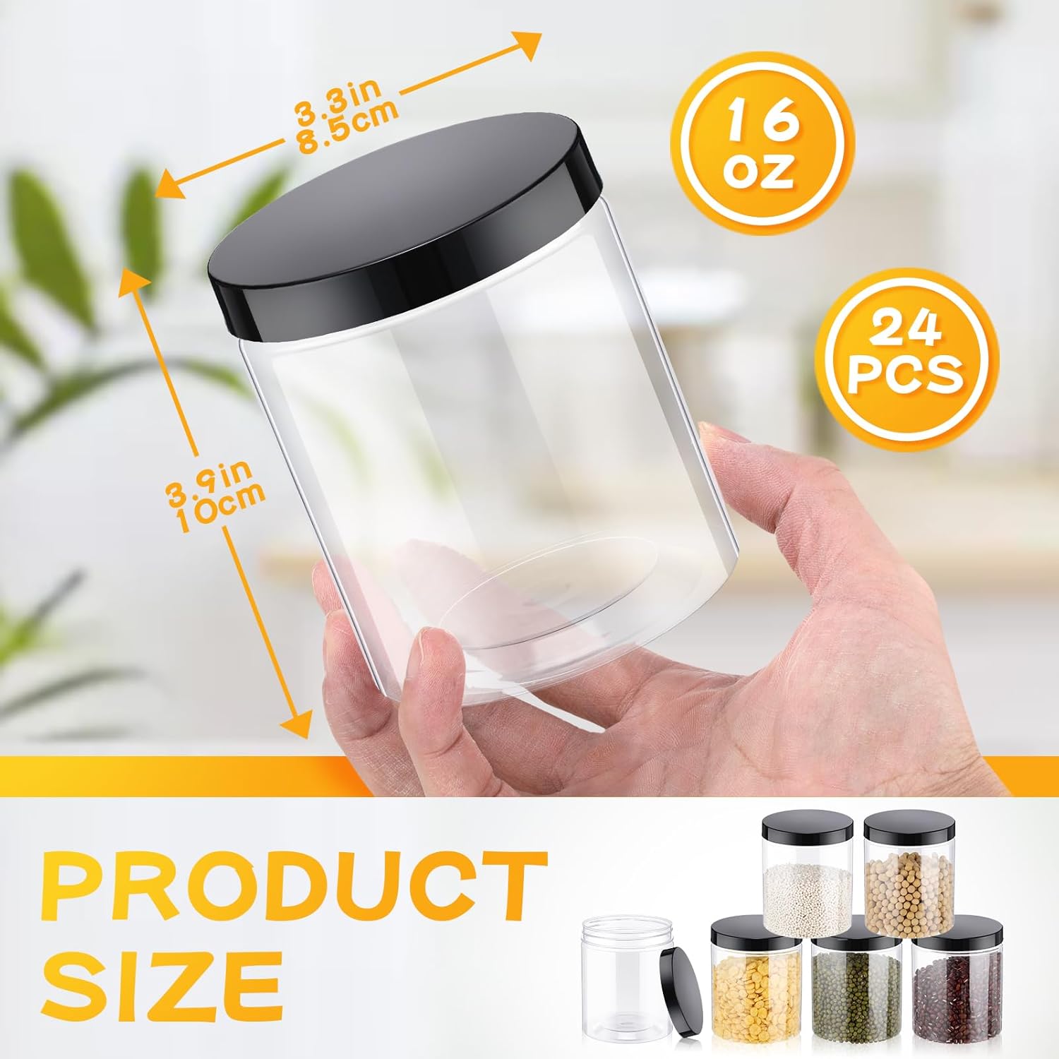 24 Pcs 16oz Plastic Jars with  - Food Storage Plastic recensione e prezzo