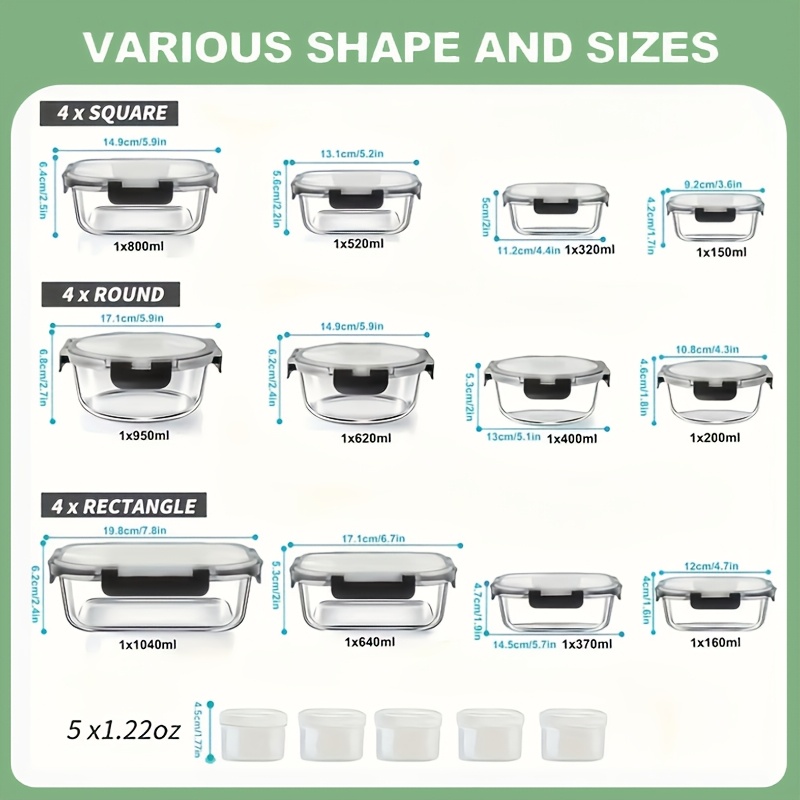 17pcs Glass Food Storage Conta - Food Storage Prep Containers recensione e prezzo