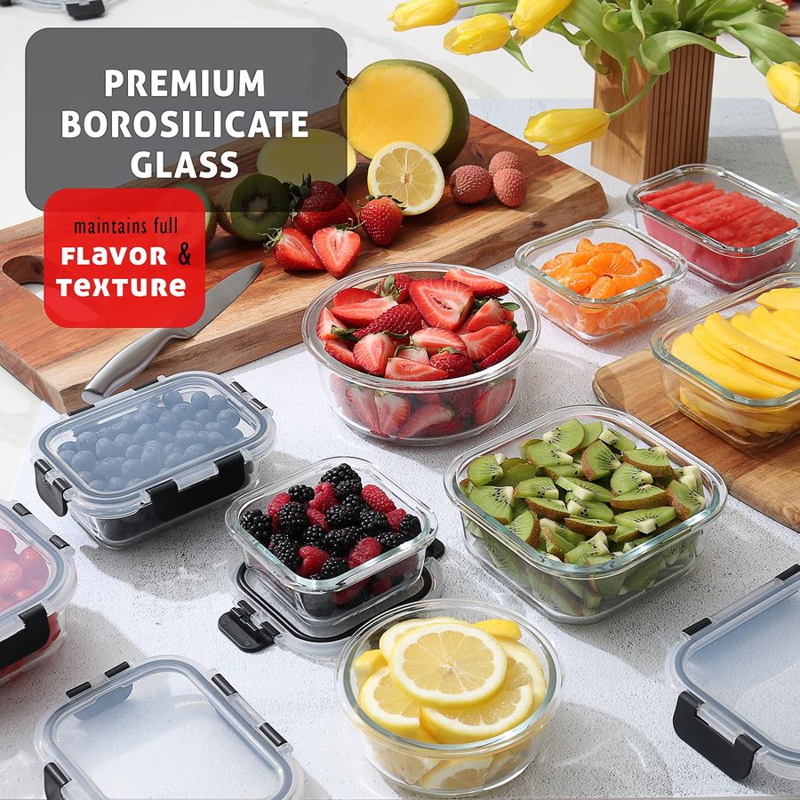 48pc Glass Storage Containers  - Food Storage Prep Containers recensione e prezzo