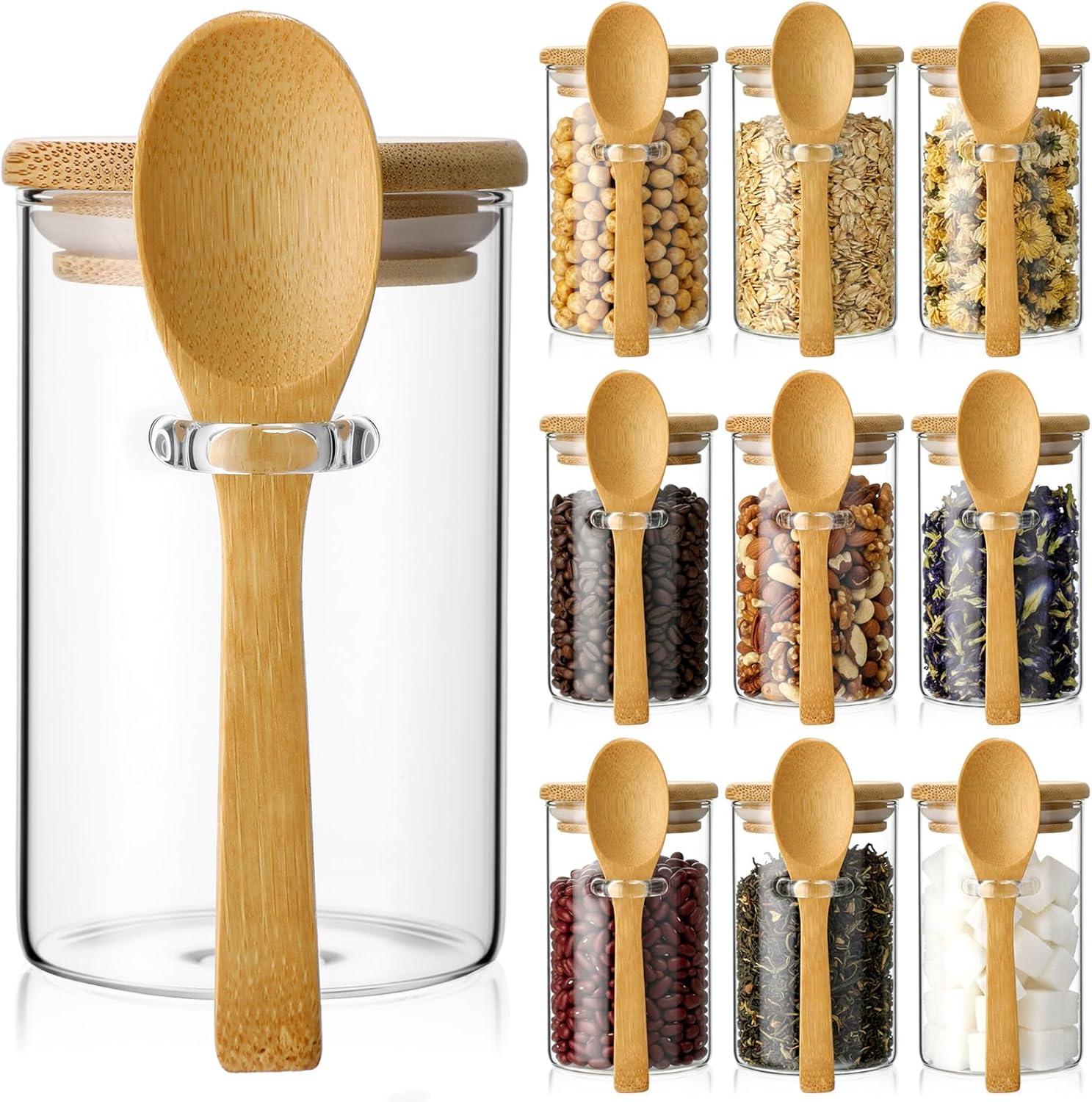10 Pack Glass Jars with Bamboo - Food Storage Airtight recensione e prezzo