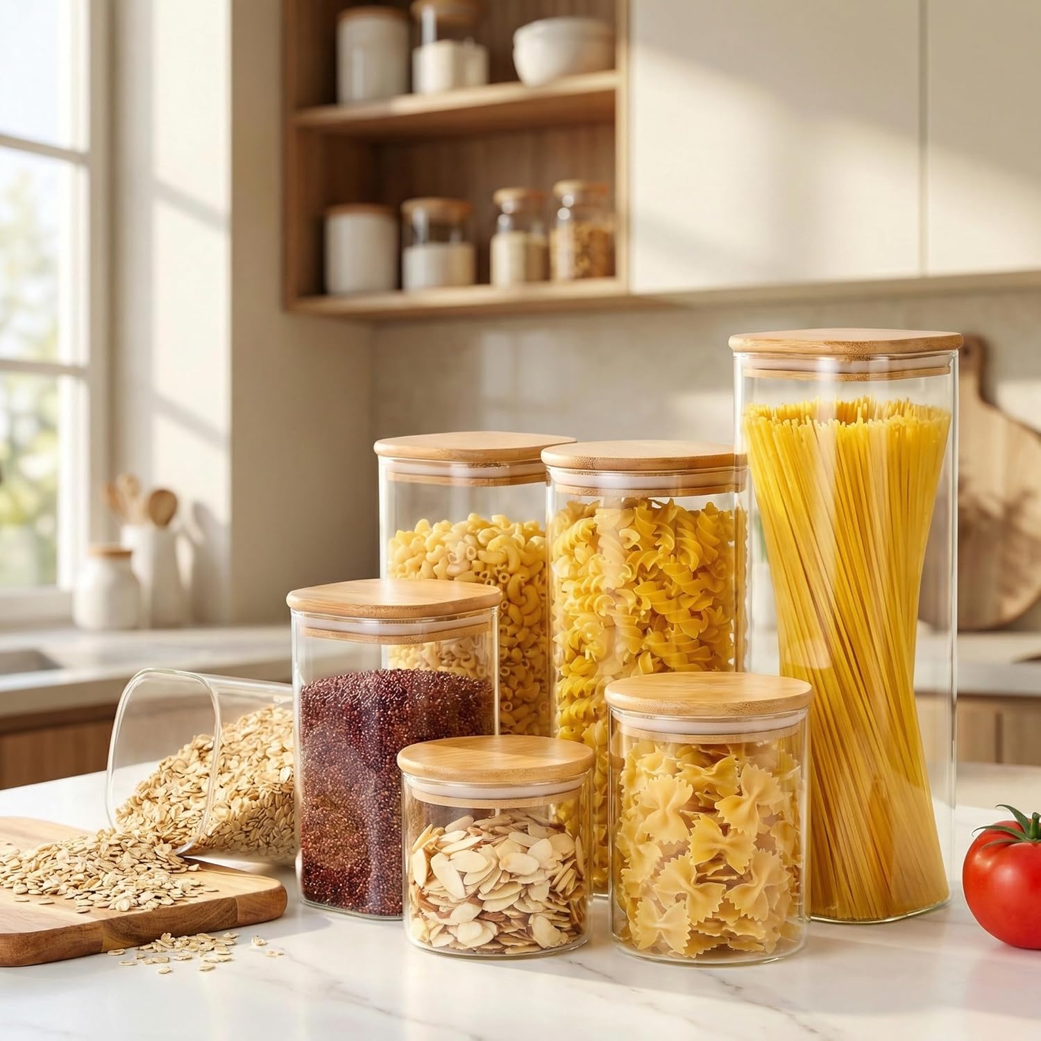 Square Glass Jars with Bamboo  - Food Storage Airtight recensione e prezzo