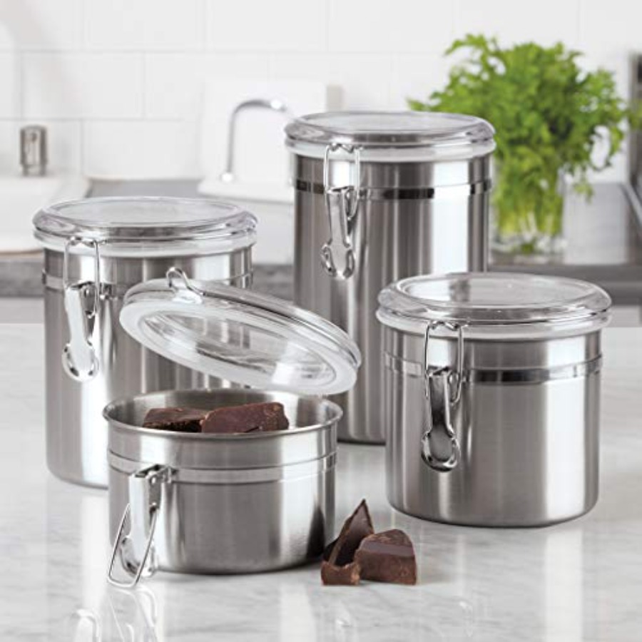 Set of 4 Stainless Steel Kitch - Food Storage Plastic recensione e prezzo