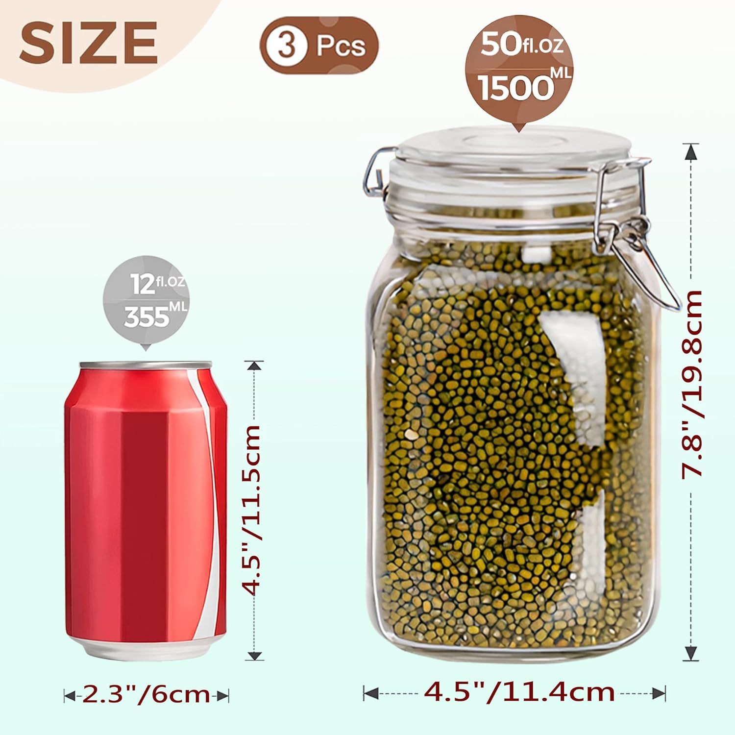 Clear Food Storage Jars 50oz S - Food Storage Airtight recensione e prezzo