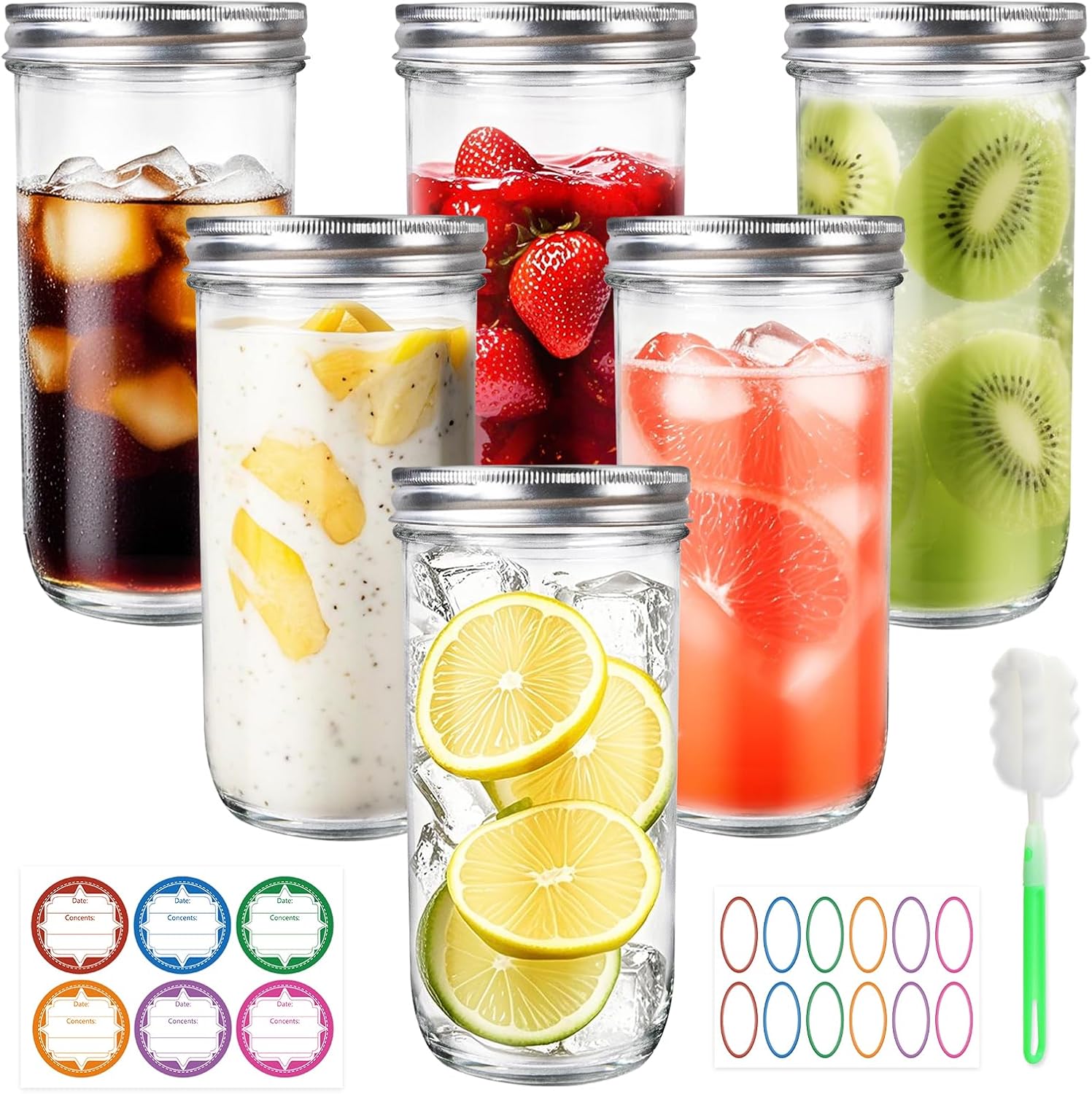 Jars Wide Mouth 6 Pack, 24oz G - Food Storage Airtight recensione e prezzo