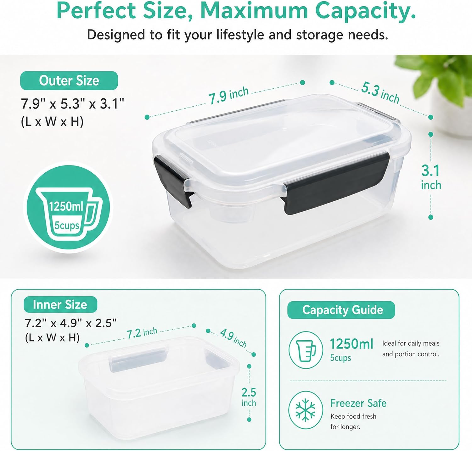 5 Cup Plastic Food Storage Con - Food Storage Prep Containers recensione e prezzo
