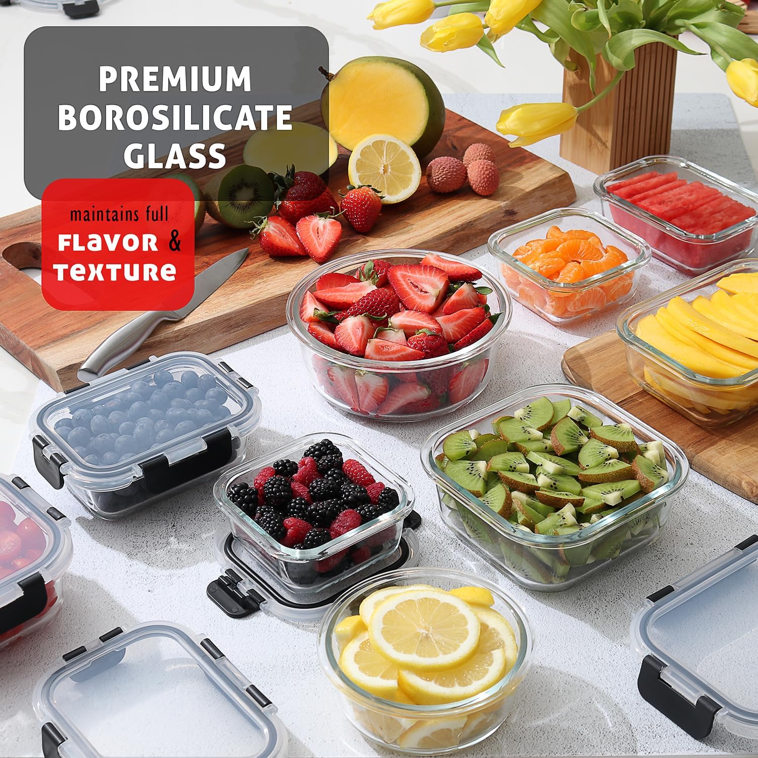 48-Piece Glass Food Storage Co - Food Storage Airtight recensione e prezzo