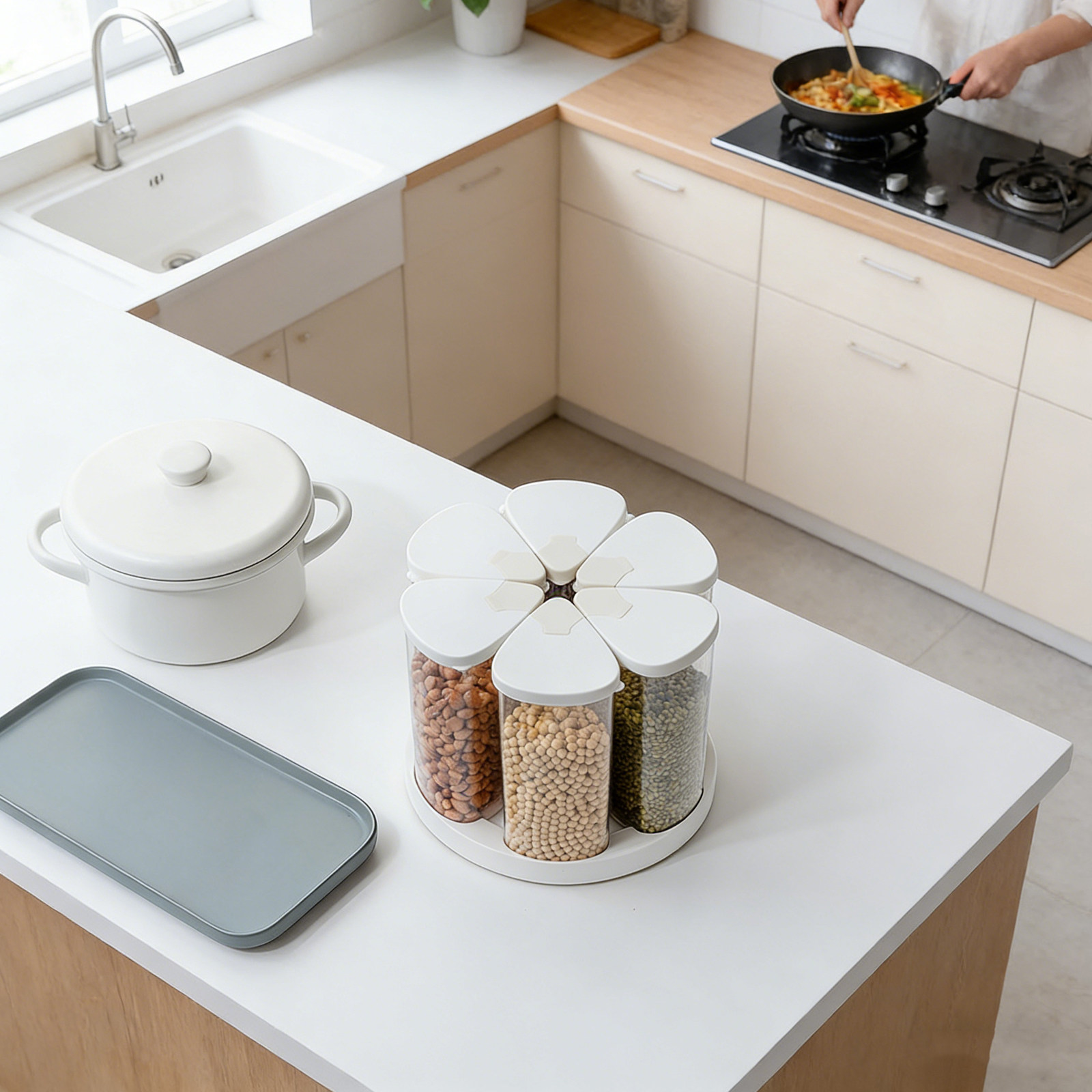 Multi Compartment Rotating Gra - Food Storage Box Plastic recensione e prezzo