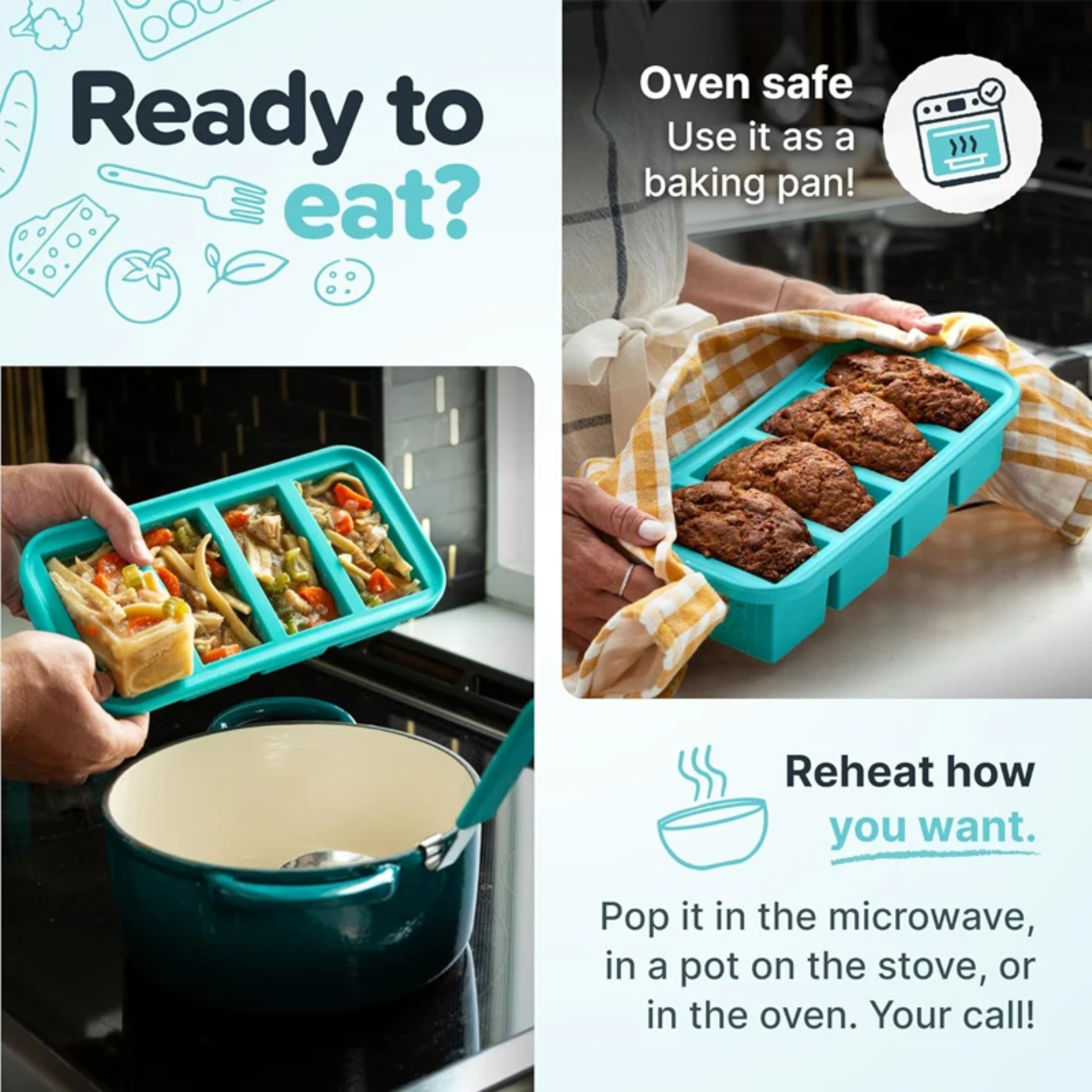 1PC 2/4/6Grid Silicone Freezer - Food Storage Order recensione e prezzo
